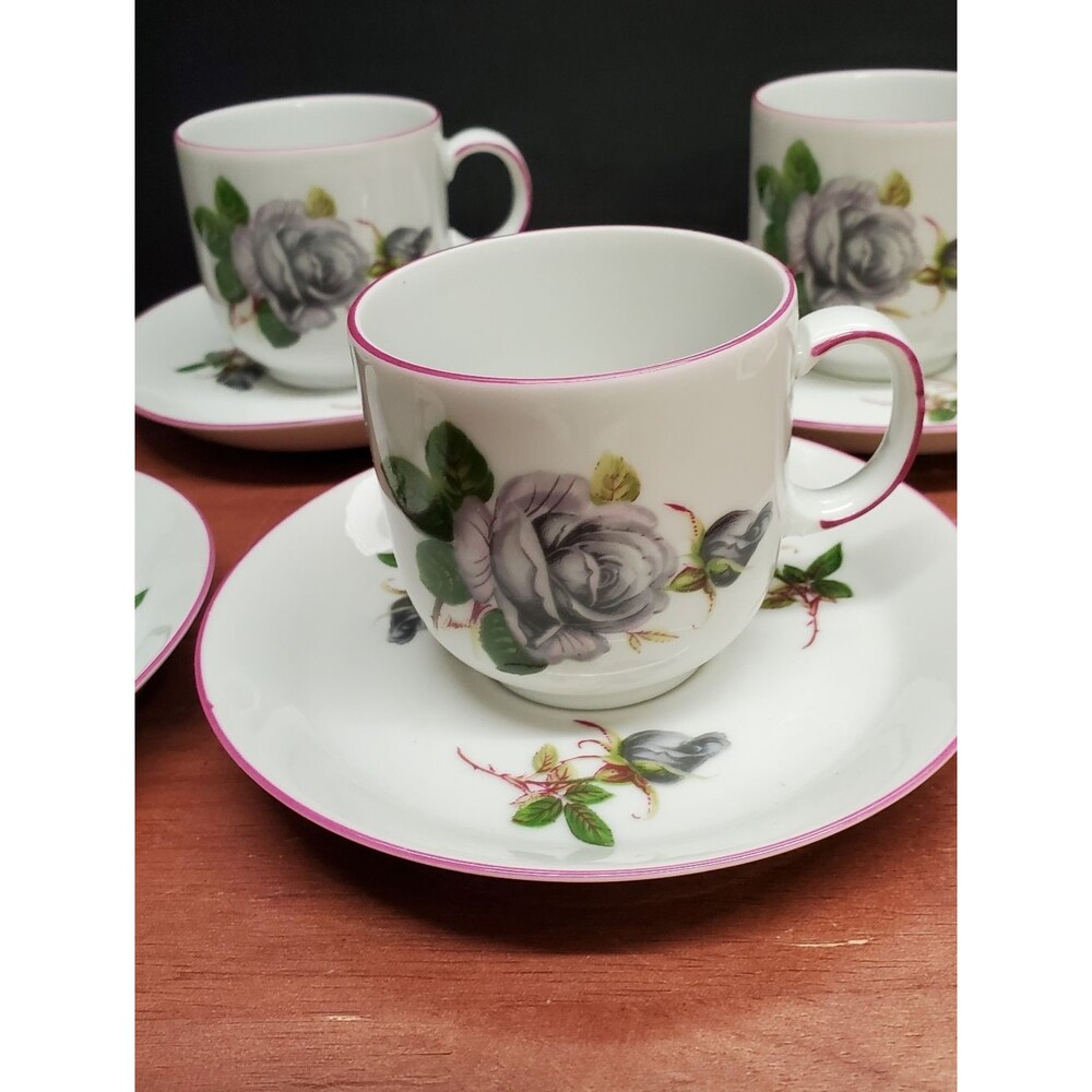 Winterling Bavaria Porcelain China 5 Place Floral Rose Tea Cup Set